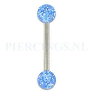 Tongpiercing acryl glitter blauw