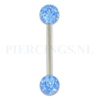 Tongpiercing acryl glitter blauw