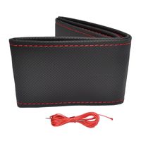 Universele stuurwielhoes Classic - Zwart geperforeerd PVC leder + Rood stiksel (vetersluiting) OTDK202