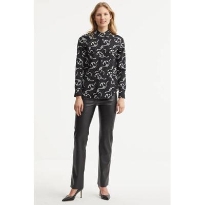 Lauren Ralph Lauren blouse Kristy met all over print zwart/wit