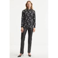 Lauren Ralph Lauren blouse Kristy met all over print zwart/wit
