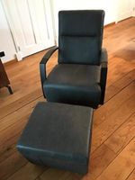 Leren draaifauteuil met hoge rug en stervoet - met hocker - grijs leer - Echt leer, Industrieel, ontdek de vele Leersoorten en Kleuren bij ShopX - thumbnail