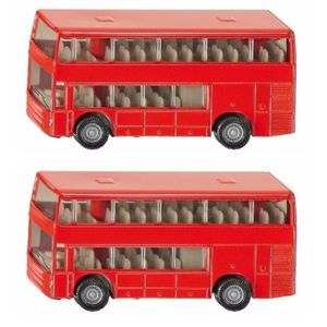 Set van 2x stuks siku Dubbeldekker bussen speelgoed modelauto 10 cm