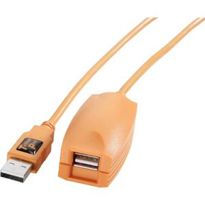 Tether Tools USB-kabel USB 2.0 USB-A stekker, USB-A bus 5.00 m Oranje Actief met signaalversterking CU1917