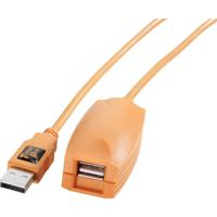 Tether Tools USB-kabel USB 2.0 USB-A stekker, USB-A bus 5.00 m Oranje Actief met signaalversterking CU1917 - thumbnail