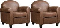 Set van 2 Bruine leren klassieke fauteuils Roommate - poot hout bruin - Vintage Leer Brown (bruin leer) - thumbnail