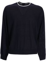 Emporio Armani pull en laine vierge à bords rayés - Bleu