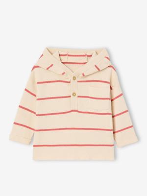 Gestreepte trui met capuchon baby terracottategel