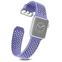 By Qubix - Bandje met gaatjes - Lavendel - Compatible met Apple Watch 38mm / 40mm / 41mm / 42mm - Compatible Apple watch bandjes