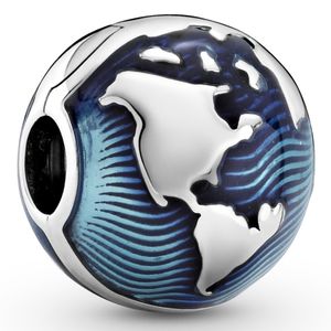 Pandora 799429C01 Clip-Stopper Blue Globe zilver-emaille zilverkleurig-blauw