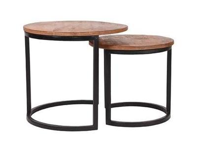 LABEL51 Salontafel 'Duo' Bruin Mangohout, Set van 2 stuks