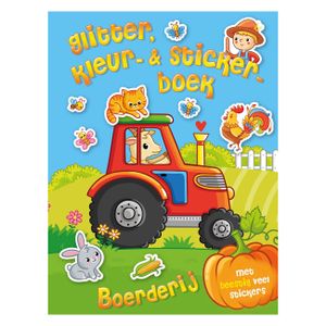 Glitter-, Kleuren Stickerboek Boerderij