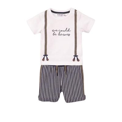 Dirkje newborn baby T-shirt + korte broek wit/blauw Dirkje newborn baby T-shirt + korte broek wit/blauw