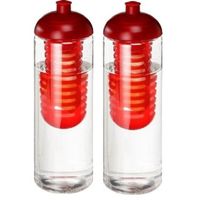 2x Rode drinkflessen/waterflessen met fruit infuser 850 ml