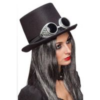 Zwarte steampunk hoed met bril   - - thumbnail