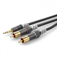 Sommer Cable HBA-3SC2-0600 Jackplug / Cinch Audio Aansluitkabel [2x Cinch-stekker - 1x Jackplug male 3,5 mm] 6.00 m Zwart