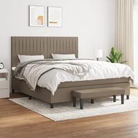 vidaXL Boxspring met matras stof taupe 160x200 cm