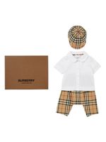 Burberry Kids ensemble pantalon-casquette à carreaux - Blanc