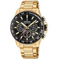 Festina F20634/5 Horloge Cab Chrono staal goudkleurig-zwart 45 mm
