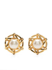 CHANEL Pre-Owned boucles d'oreilles clips à perles artificielles (1954-1971) - Vert