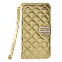 Shop4 - iPhone X Hoesje - Wallet Case Ruit Goud