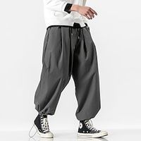 Voor heren Broek zakkerig Harembroek Vrijetijdsbroek Baggy harembroeken Zak Breed Been Been trekkoord Effen Kleur Comfort Sport Dagelijks Streetwear Casual / sportief Zwart Grijs Micro-elastisch Lightinthebox