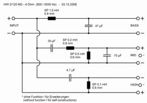 Visaton HW 3/120 NG - 4 Ohm 3-weg frequentiescheidingsfilter 4 Ω