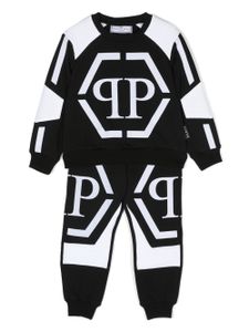 Philipp Plein Junior survêtement à design à empiècements - Noir