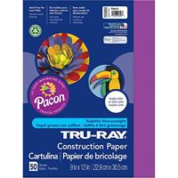 PACON Corporation, Tru-Ray Construction Paper, PAC103000, 80 lb., 9 x 12, Magenta, 50 vellen/verpakking, verkocht als 1 verpakking
