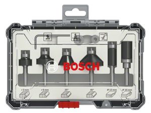 Rand- en kantfreesset, 6 mm schacht, 6-delig Bosch Accessories 2607017468