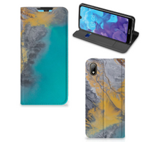 Huawei Y5 (2019) Standcase Marble Blue Gold - thumbnail