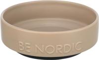 TRIXIE BE NORDIC 24526 Keramische hondenbak, 500 ml, taupe, moderne voederbak voor kleine honden, diameter 16 cm, keramische schaal met antislip rubberen coating