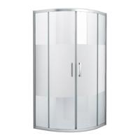 Douchecabine James Nano Kwartrond Hoekinstap Schuifdeur 100x100x200cm Half Mat Glas Chroom Profiel 6mm Veiligheidsglas