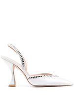 Stuart Weitzman escarpins ornés de cristal à bride arrière 110 mm - Blanc