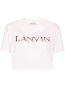 Lanvin logo-embroidered cotton T-shirt - Rose