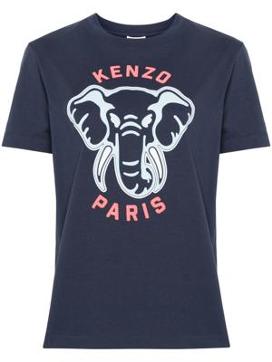 Kenzo T-shirt met olifantprint - Blauw