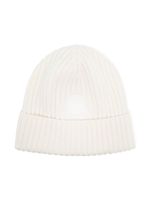 Moncler Enfant logo-patch ribbed-knit beanie - Blanc