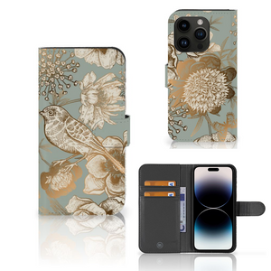 Hoesje voor iPhone 15 Pro Vintage Bird Flowers