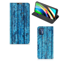 Motorola Moto G9 Plus Book Wallet Case Wood Blue