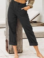 Casual Cotton Plain Linen Pants