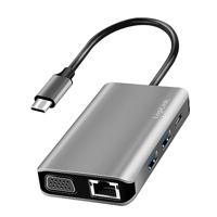 USB 3.2 Gen 1 dockingstation 7-poort, met USB-C-aansluiting en PD (PowerDelivery), UHD-4K resolutie, RJ45 Gigabit netwerk