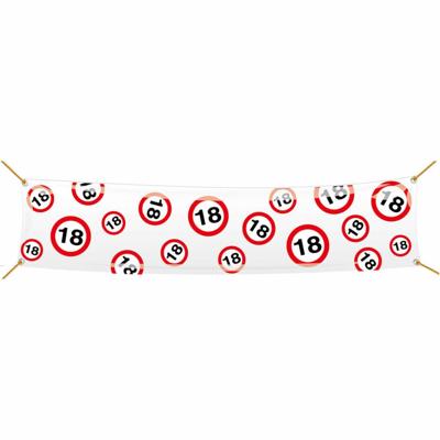 Straatbanner 18 jaar verkeersbord