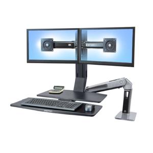 Ergotron WorkFit-A Monitor-tafelbeugel 2-voudig 25,4 cm (10) - 61,0 cm (24) Zwart, Aluminium (gepolijst) In hoogte verstelbaar, Toetsenbordhouder, Kantelbaar,