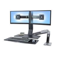 Ergotron WorkFit-A Monitor-tafelbeugel 2-voudig 25,4 cm (10) - 61,0 cm (24) Zwart, Aluminium (gepolijst) In hoogte verstelbaar, Toetsenbordhouder, Kantelbaar,