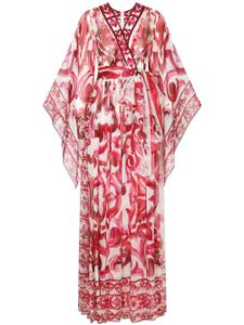 Dolce & Gabbana robe longue en soie à imprimé Majolica - Rouge