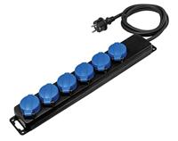 as - Schwabe 38616 6-Weg Contactdoos met Zware Rubberen Kabel, IP44, 230 V/16 A, 1,5 meter Kabellengte