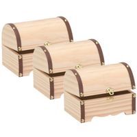 3x stuks Houten kistjes ronde deksel 11,5 x 7,5 cm hobby/knutselmateriaal