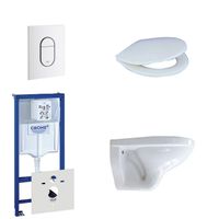 Adema Classico toiletset bestaande uit inbouwreservoir, toiletpot, toiletzitting en bedieningsplaat verticaal wit 0729205/0729242/4345100/0261520/ - thumbnail