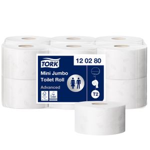 Toiletpapier Tork Mini Jumbo T2 advanced 2-laags 12 rollen wit 120280