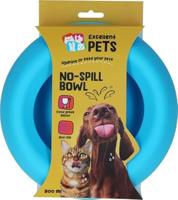Excellent Pets Voedsel- en drinkbak voor honden en katten, 800 ml, voederbak met anti-slip bodem, M, spatbeschermingsrand, siliconen drinkbak, blauw